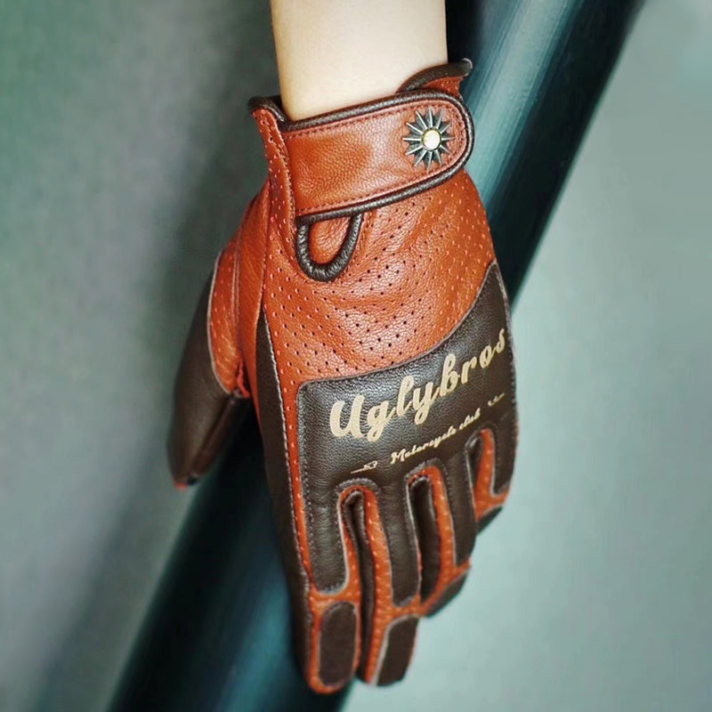 Vintage genuine leather motorcycle gloves-G35