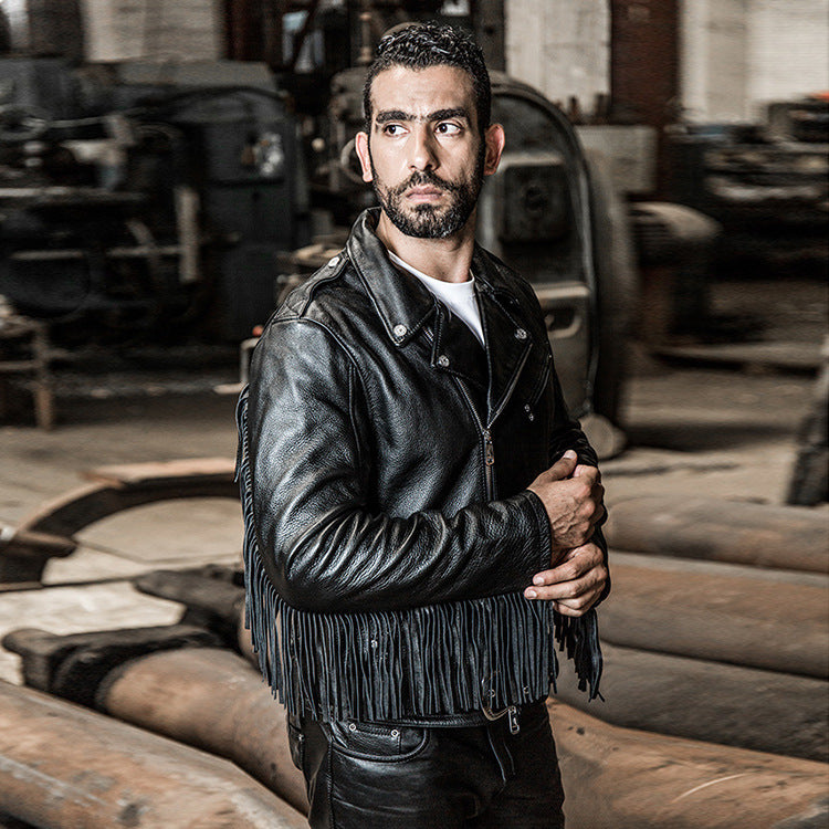 HARLEY ANGEL Harley Angel tassel cowhide leather jacket-A17