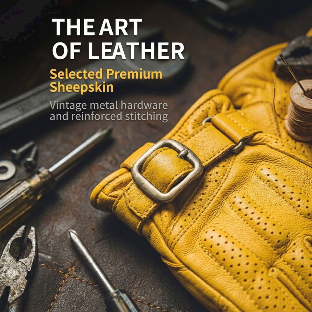 Retro Cruiser Motorcycle Gloves Genuine Leather Sheepskin Harley Crashproof-G72