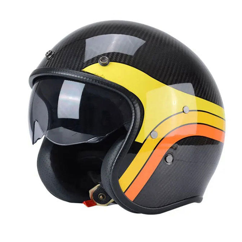 KTVMOTO Classic cruise half-helmet with carbon fiber texture, Harley style-I34