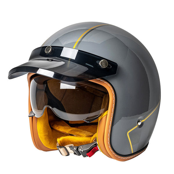 Retro-style open-face 3/4 motorcycle helmet-I140
