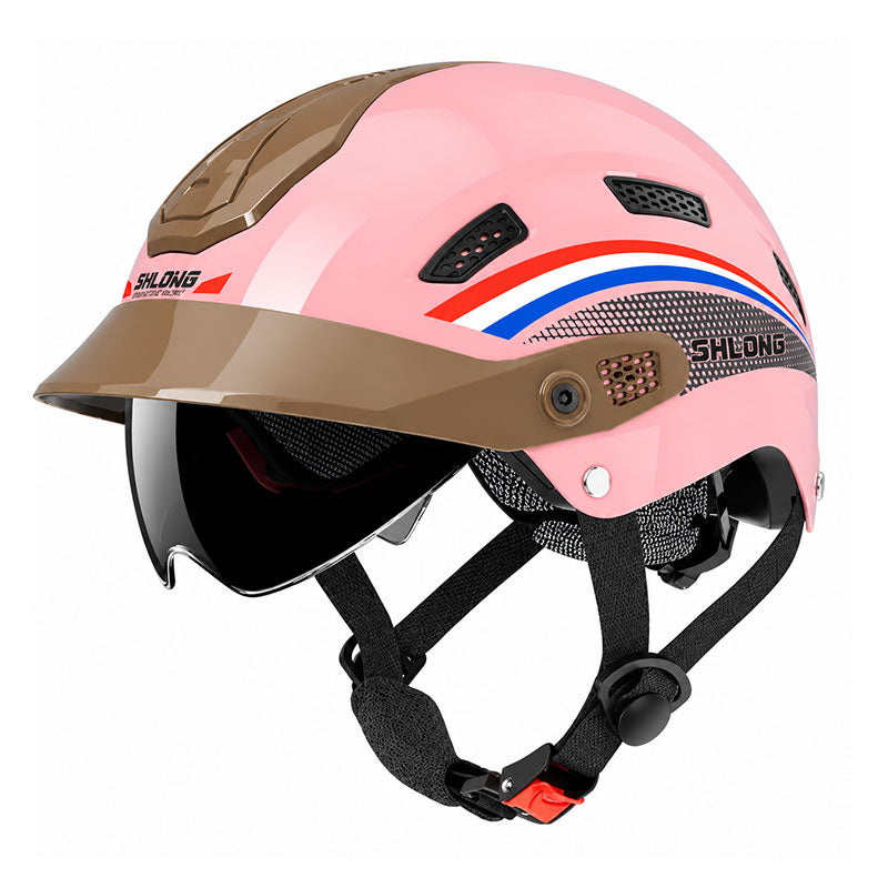 KTVMOTO Lightweight Motorcycle Half Helmet with Visor & Retro Design-I273