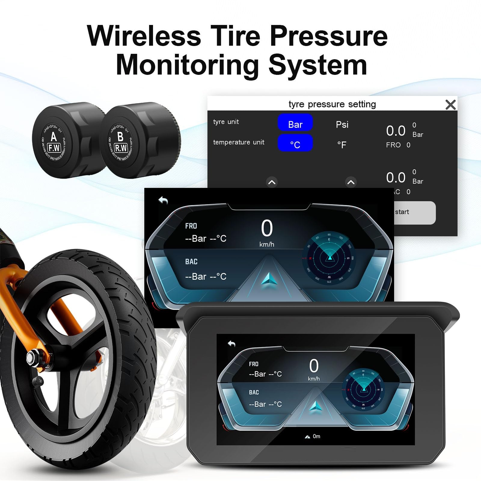 5 Inch Motorcycle DVRTPMS Navigation Wireless -P05