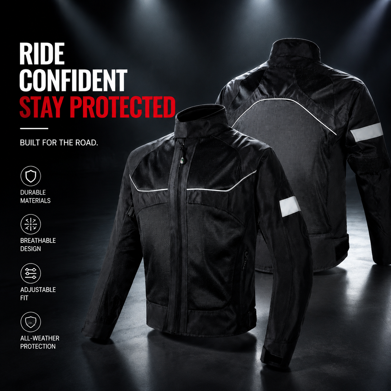 Motorcycle riding suit with reflective mesh(CE Grade)-J80