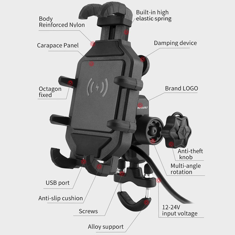 Motorcycle Wireless Charging Phone Holder Handlebar Mounting Accessory - M46