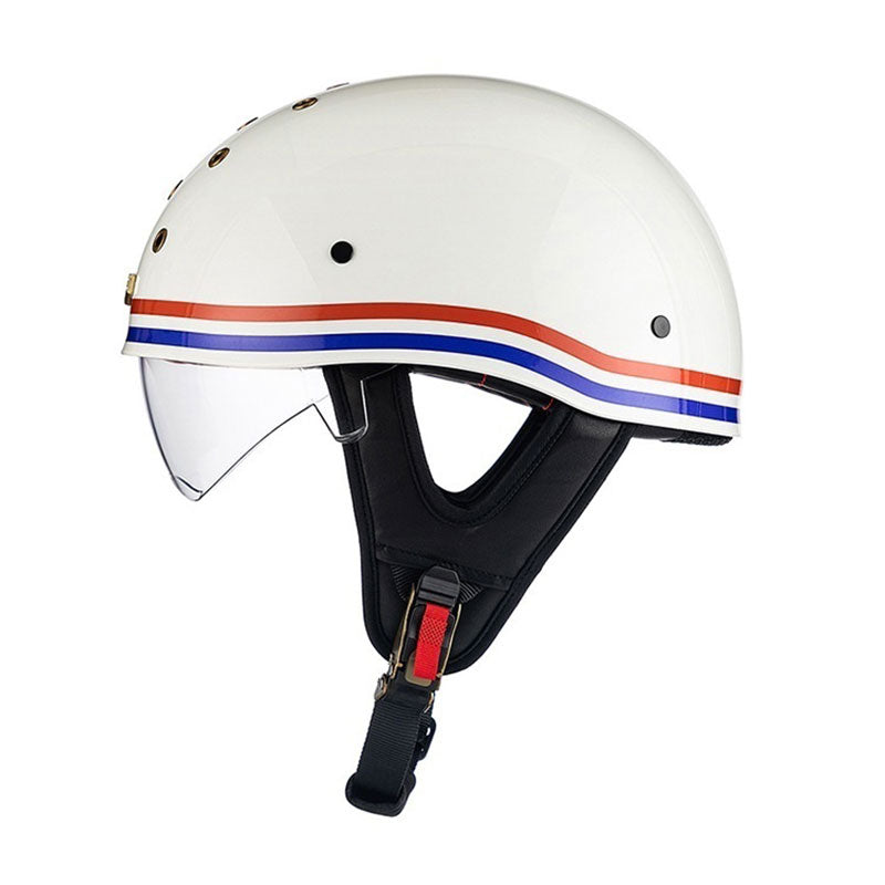 KTVMOTO Retro Skull Half Helmet with Visor for Motorcycle Riders- I28