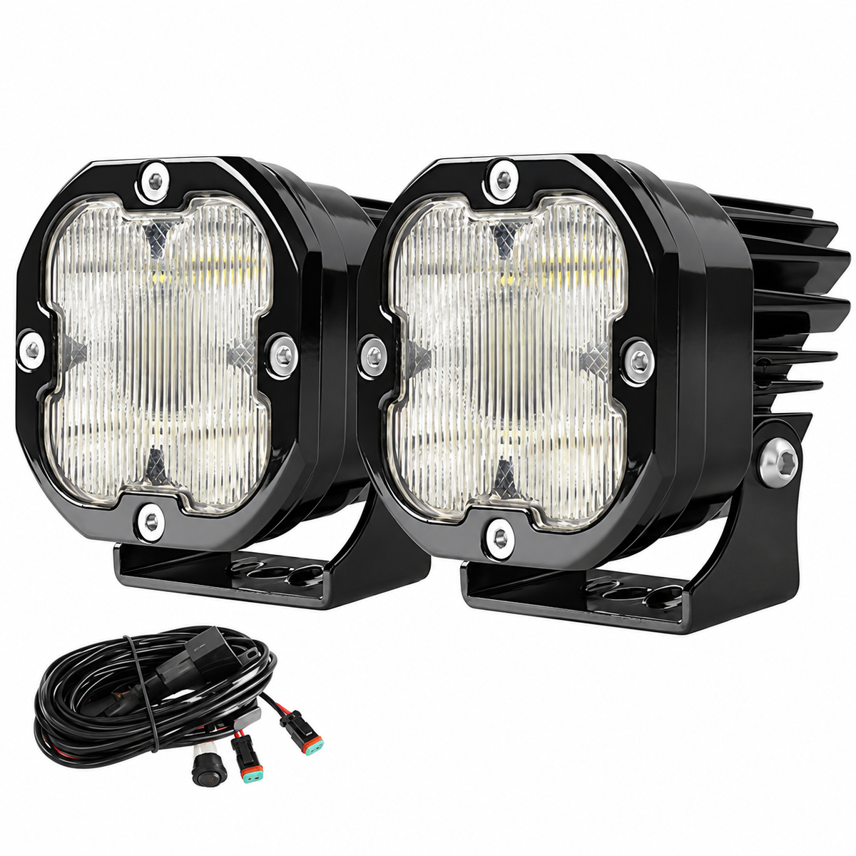 KTVMOTO LED Motorcycle Driving Lights with Wiring Harness Kit-D27