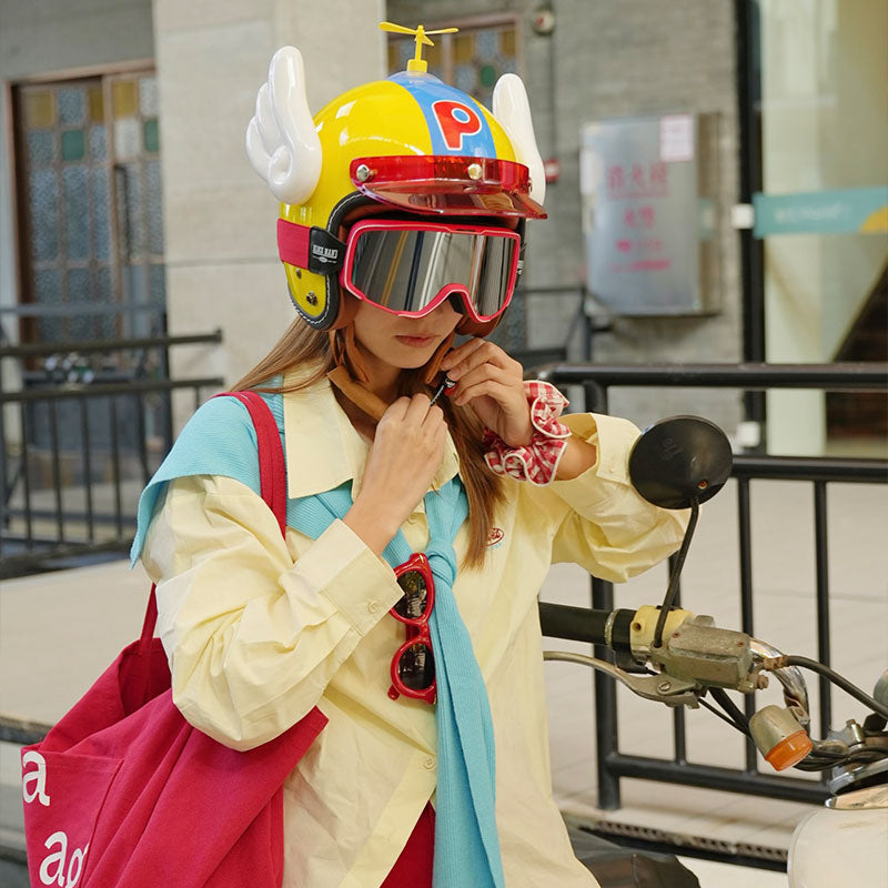 Retro motorcycle helmet three-quarter helmet-I33