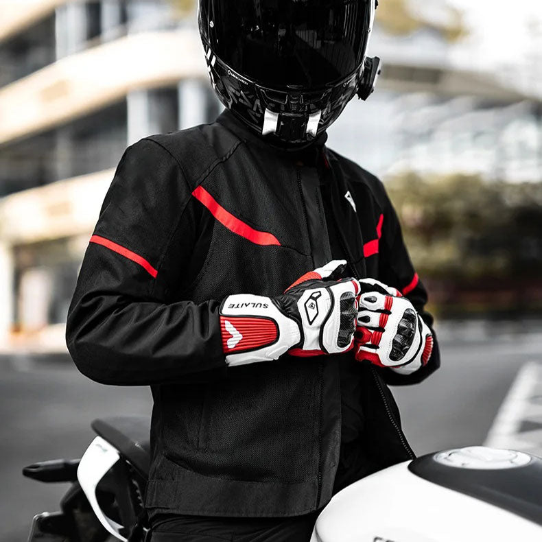 Double-layer breathable motorcycle riding gear with crash protection-J74