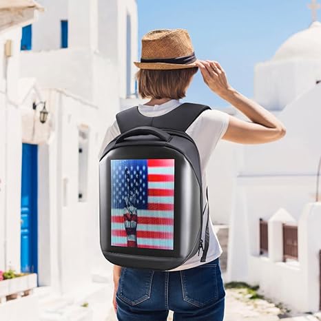 Luminous display LED screen cycling helmet bag-W14