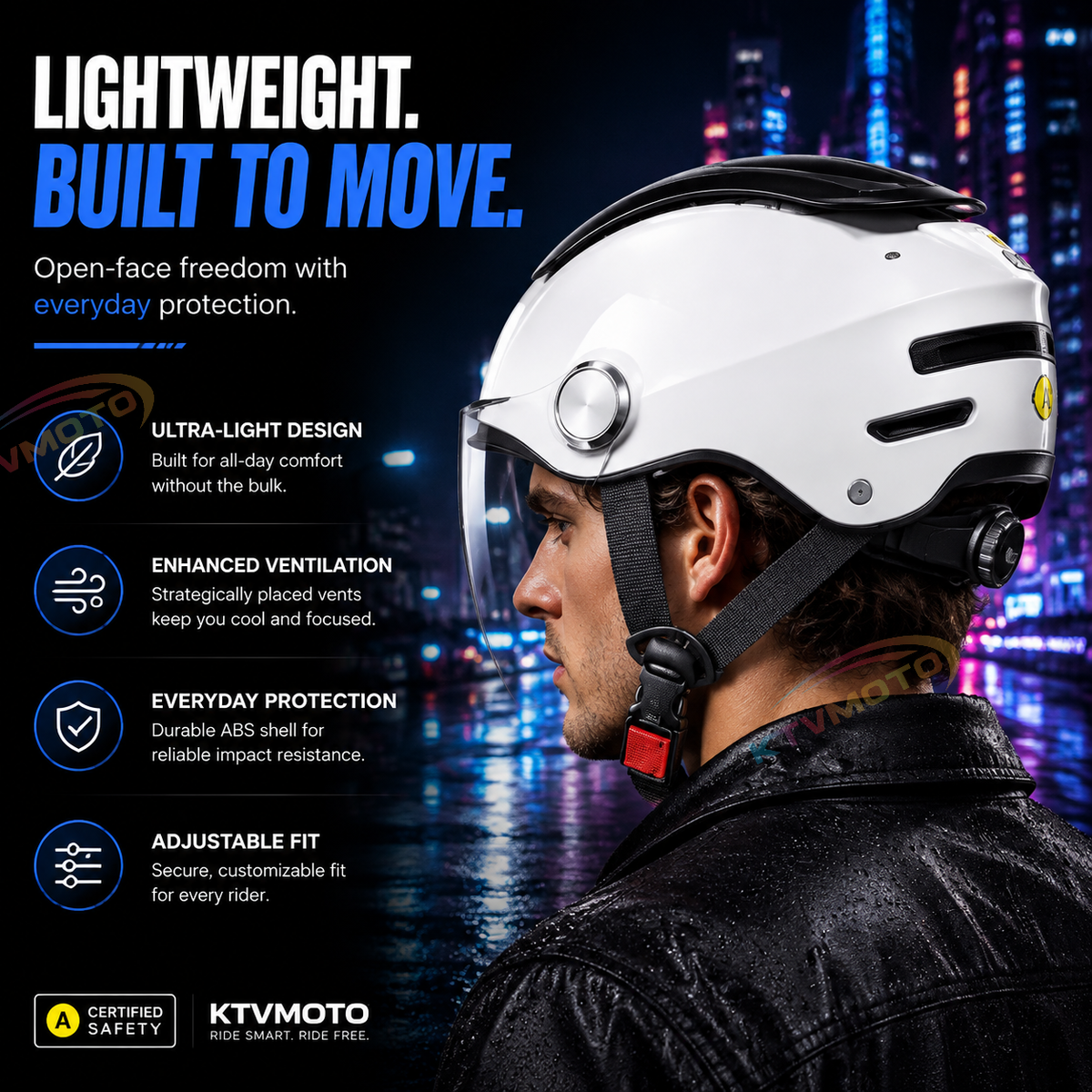 Breathable, sun-protective motorcycle half-helmet-I148