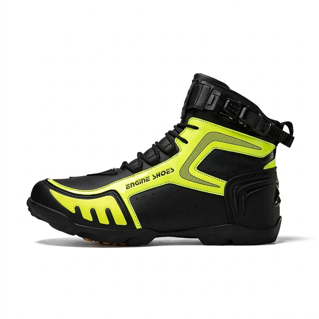 Red & Black Motorcycle Riding Shoes - Protective Boots-K46