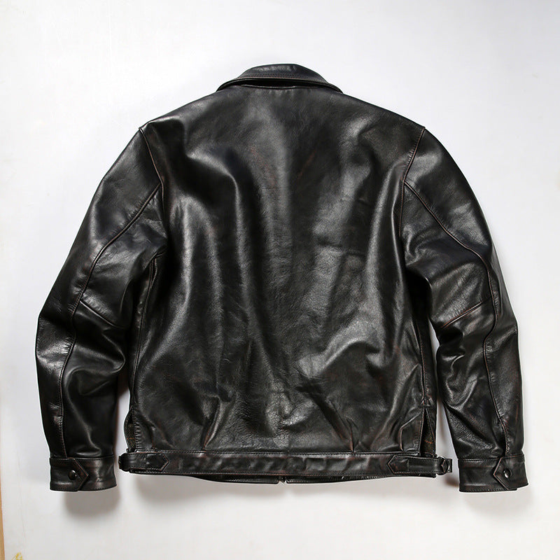 Retro WWII Hartmann German Flight Leather Jacket-A44