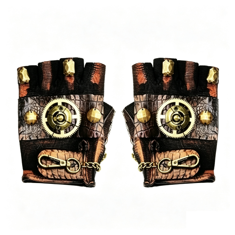 Steampunk Rock Motorcycle Half-Finger Gloves-G85