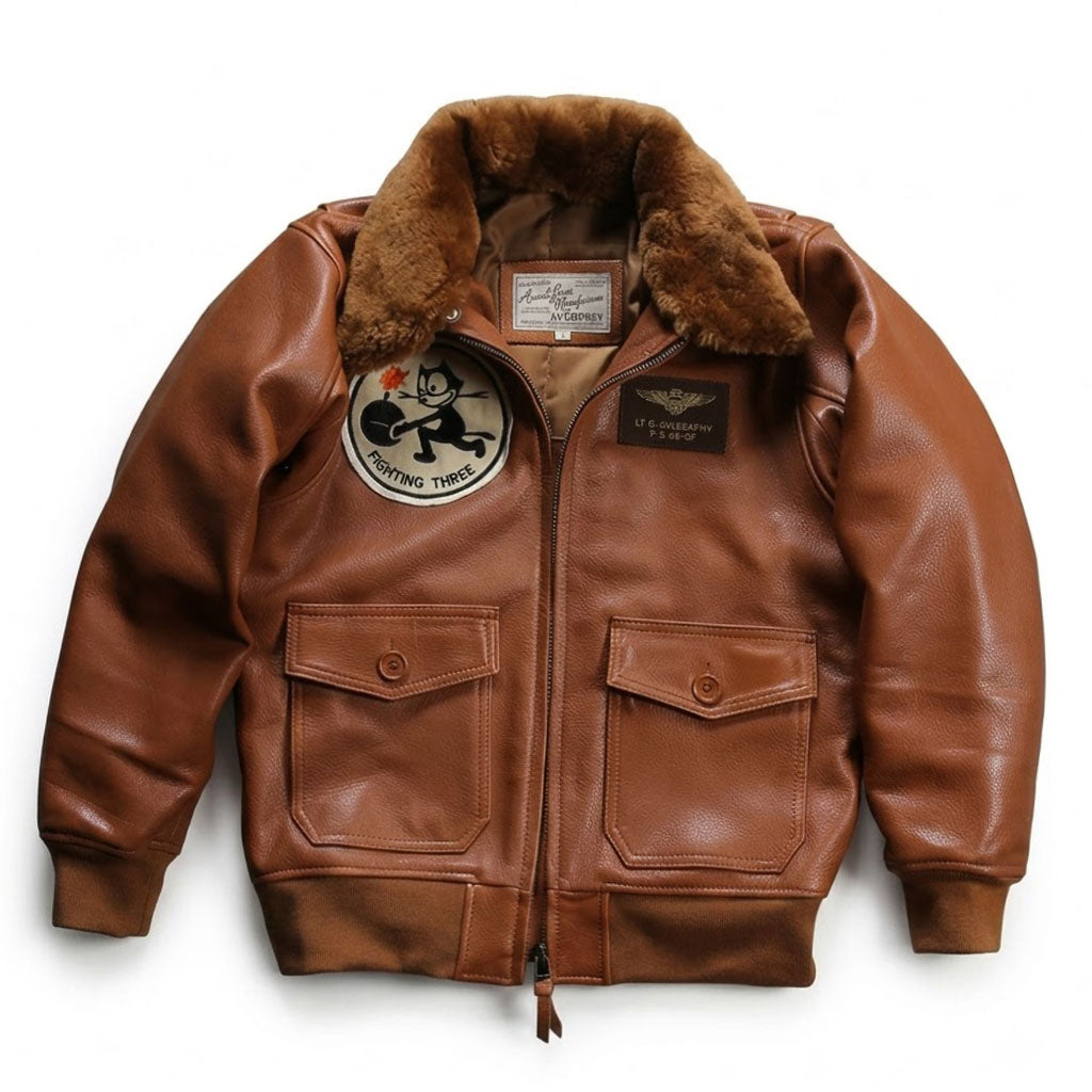 American-style Felix G1 Flight Jacket, made of genuine leather.-A50