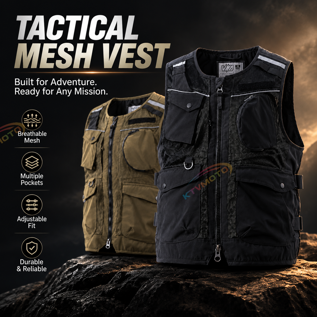 Breathable and abrasion-resistant motorcycle riding vest-J93