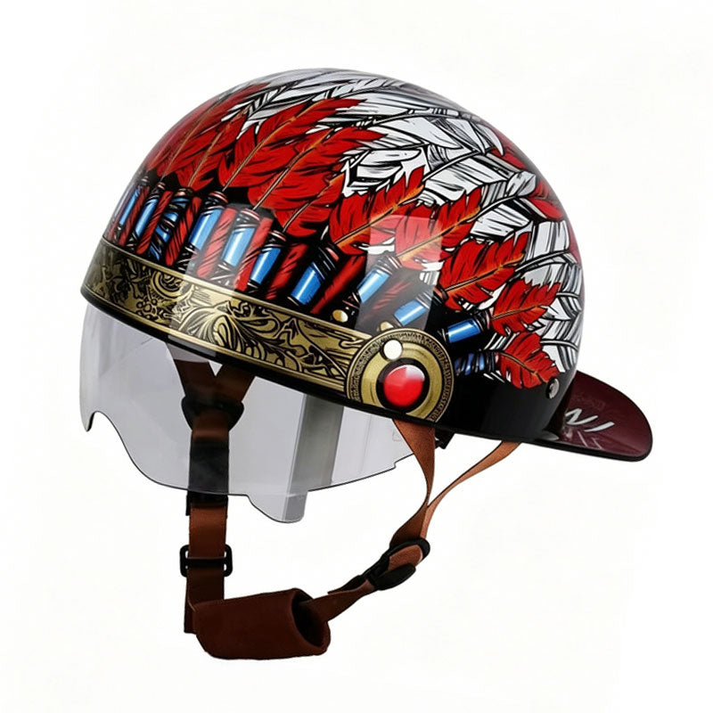 Retro cruiser motorcycle half helmet- I07