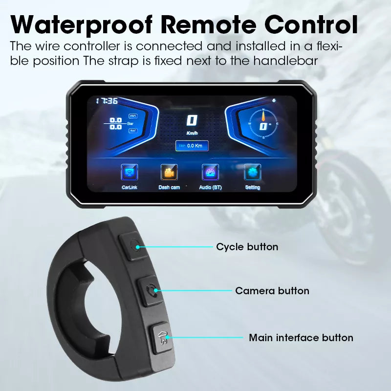 6.25 Inch 4K DVR GPS Motorcycle Navigation -P04