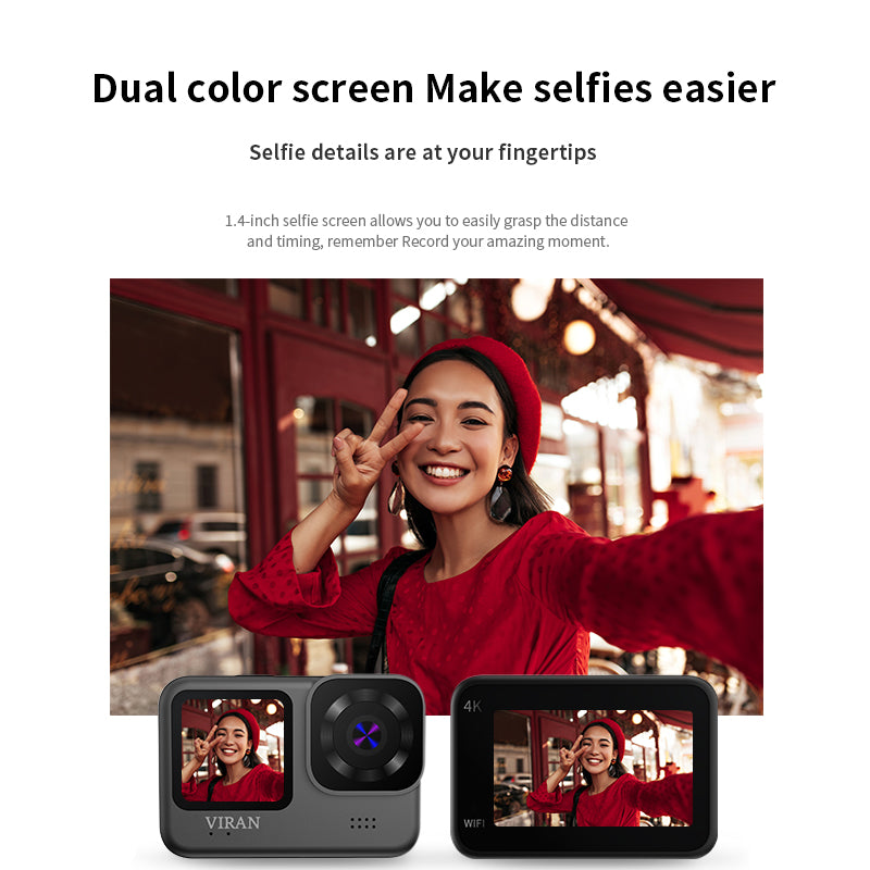 4K 60FPS Waterproof Action Camera with Remote Control Screen-L20