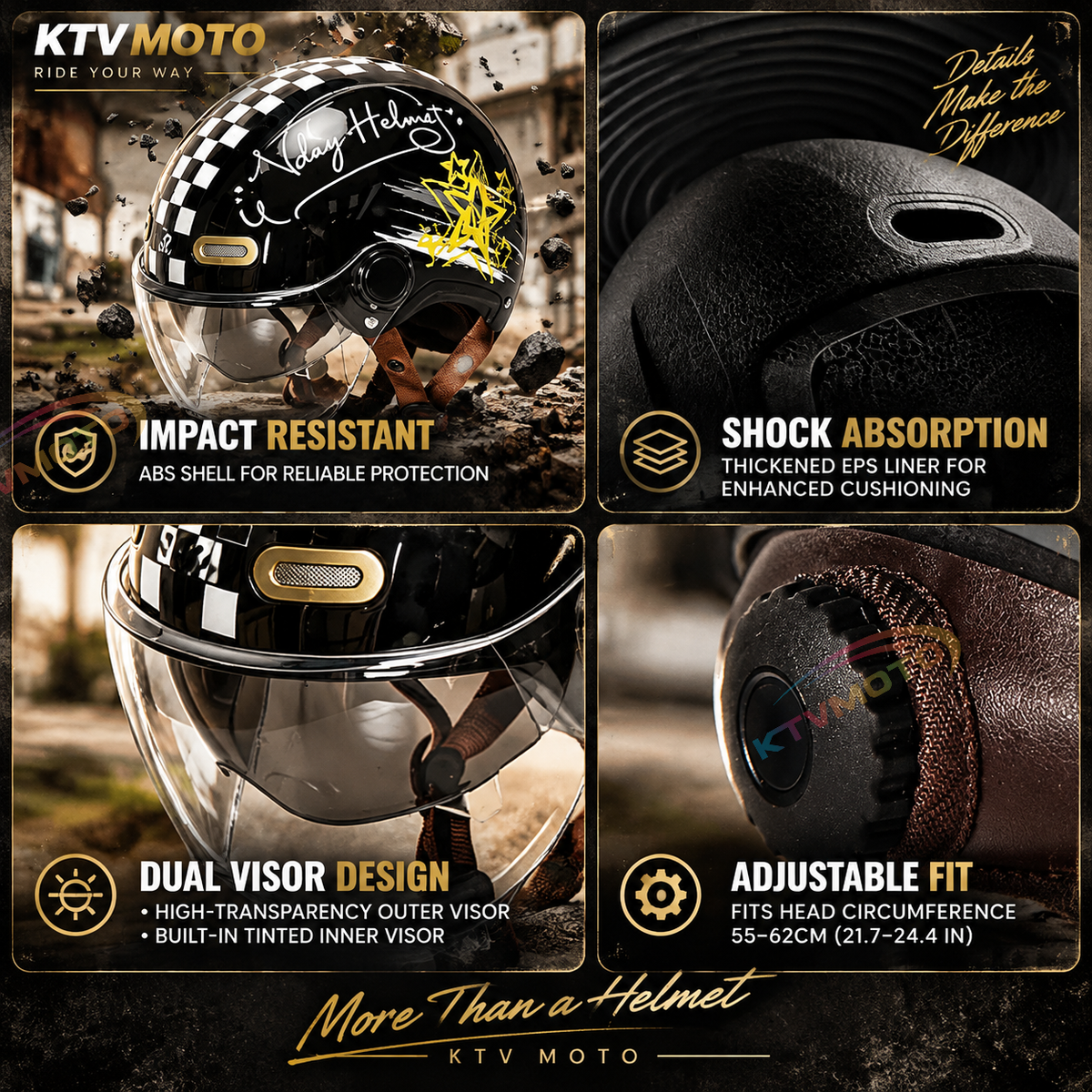 Retro Motorcycle Half-Helmet Breathable Version-I305