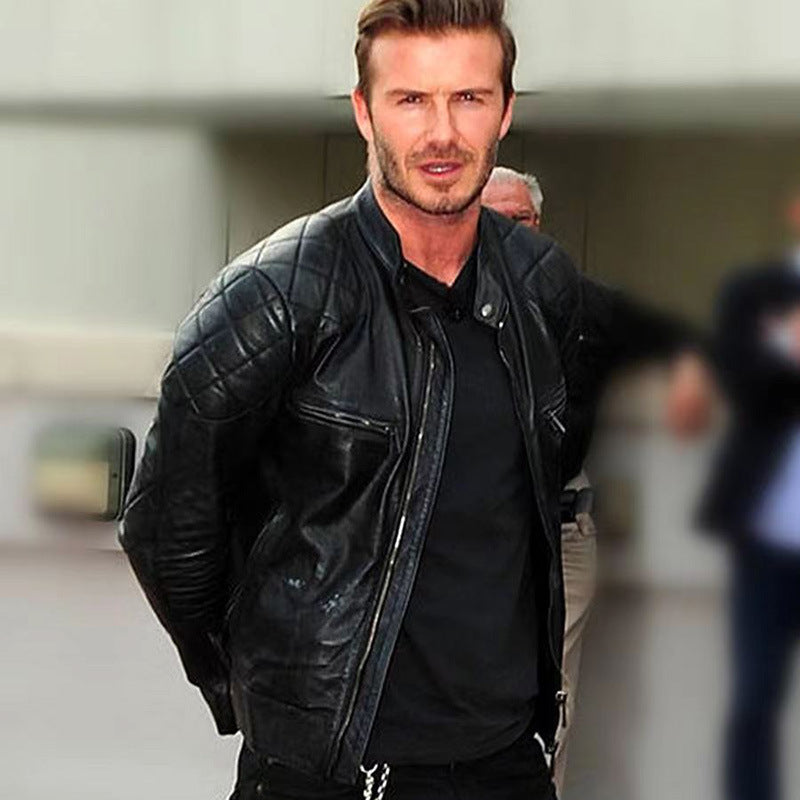 Beckham same leather jacket-A08