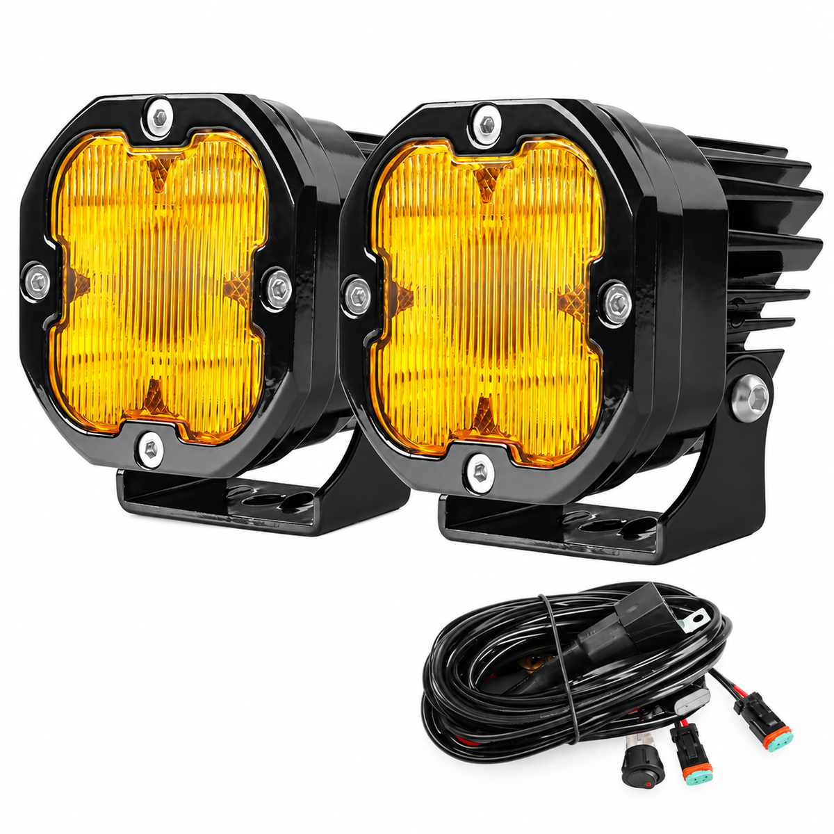 KTVMOTO LED Motorcycle Driving Lights with Wiring Harness Kit-D27