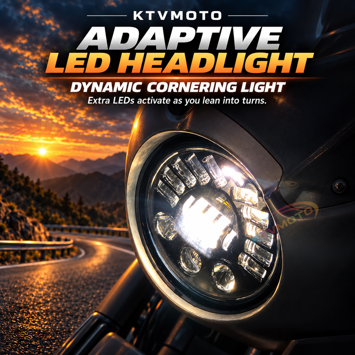 KTVMOTO Harley 5.75/7 Inch Adaptive LED Cornering Headlight -ML13