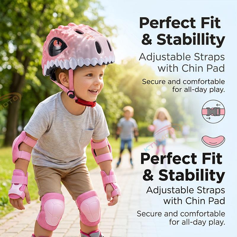 Children's Dinosaur Helmet and Protective Gear Set-I43