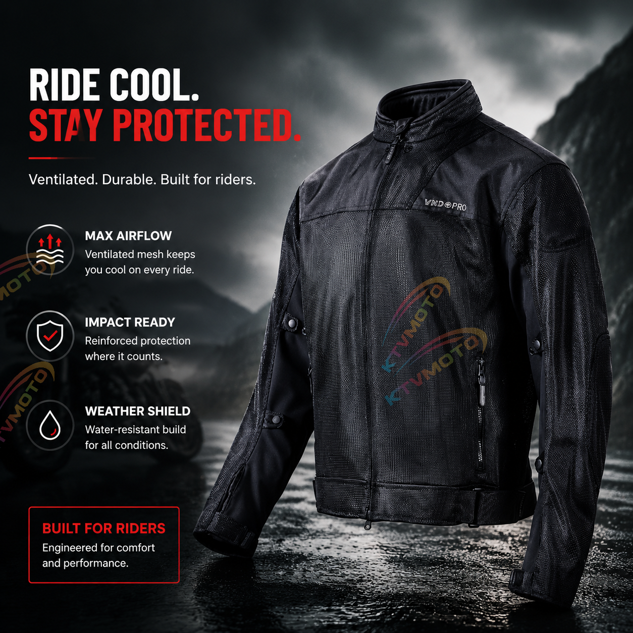 Breathable motorcycle riding gear with CE Level 2 armor-J96