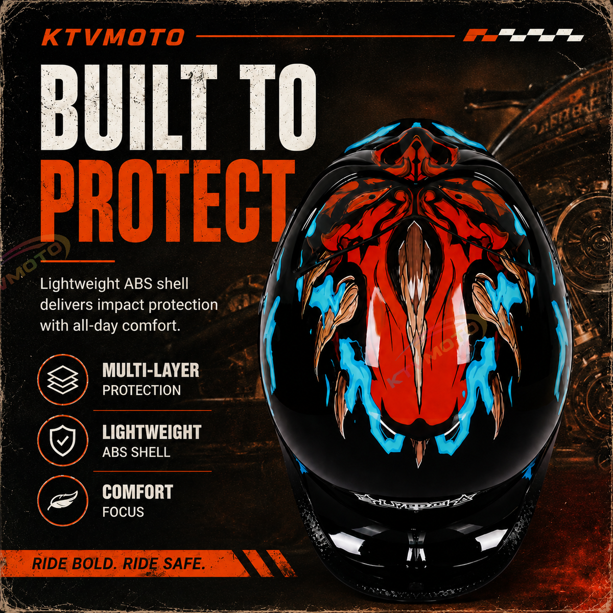 Classic ducktail motorcycle half-helmet Harley style — I41