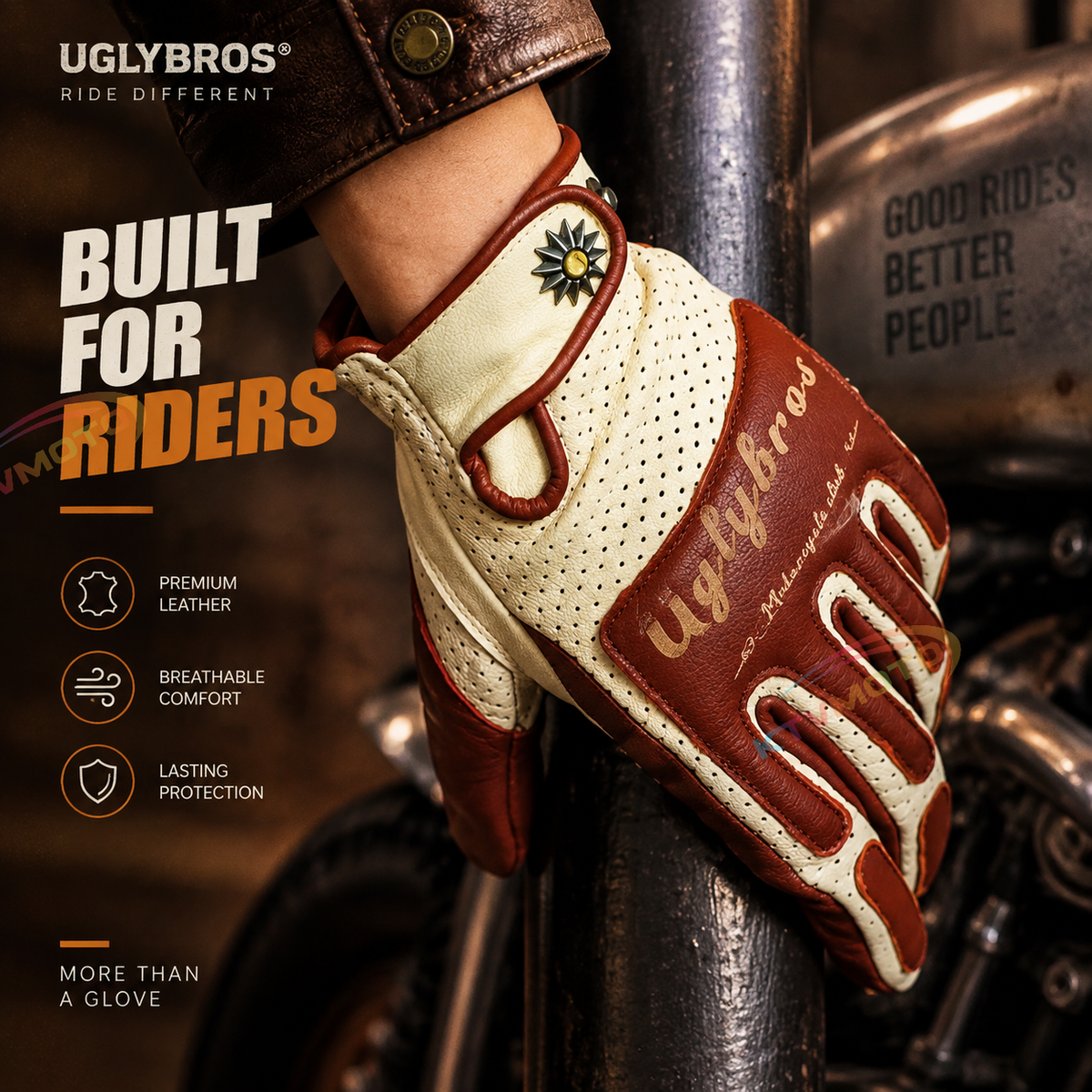 KTVMOTO Vintage genuine leather motorcycle gloves-G35