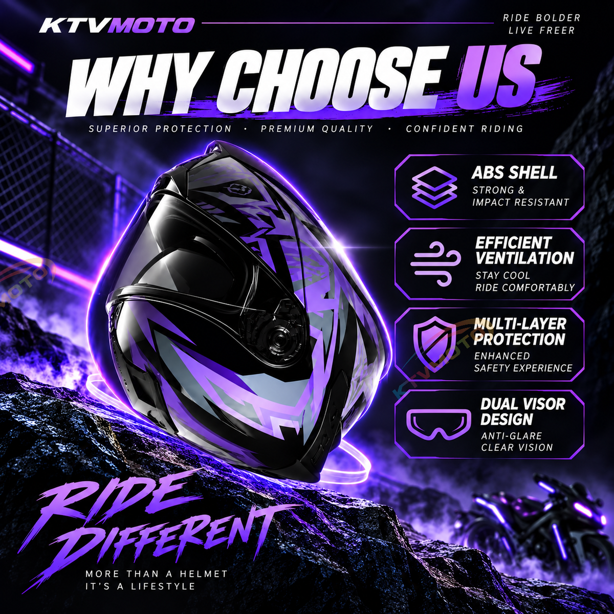 All-Season Windproof and Weather-Resistant Modular Motorcycle Helmet-I279
