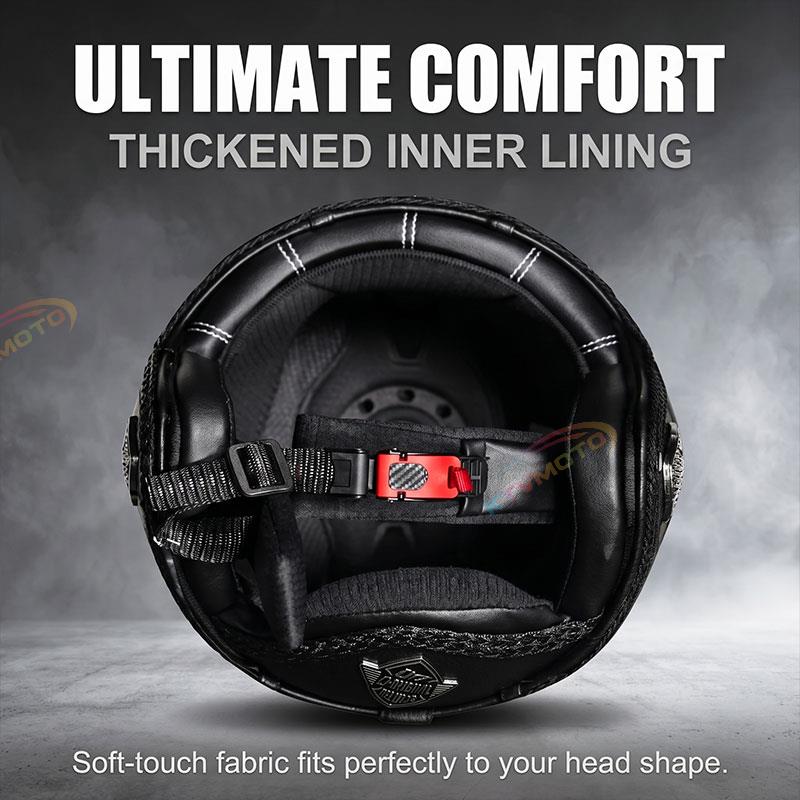 Matte Leather Retro Motorcycle Half Helmet-I19