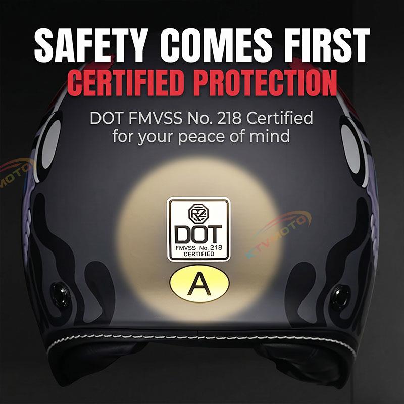 Retro-style open-face motorcycle helmet with built-in visor-I22