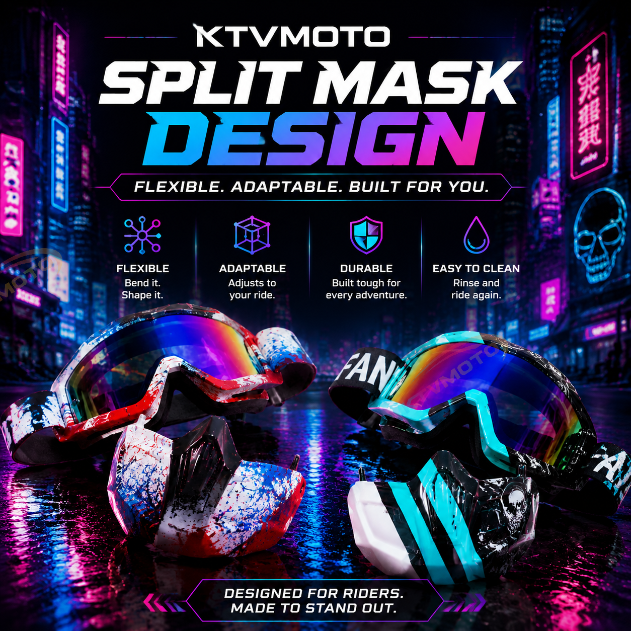 Motorcycle Riding Goggles and Protective Face Mask-H02