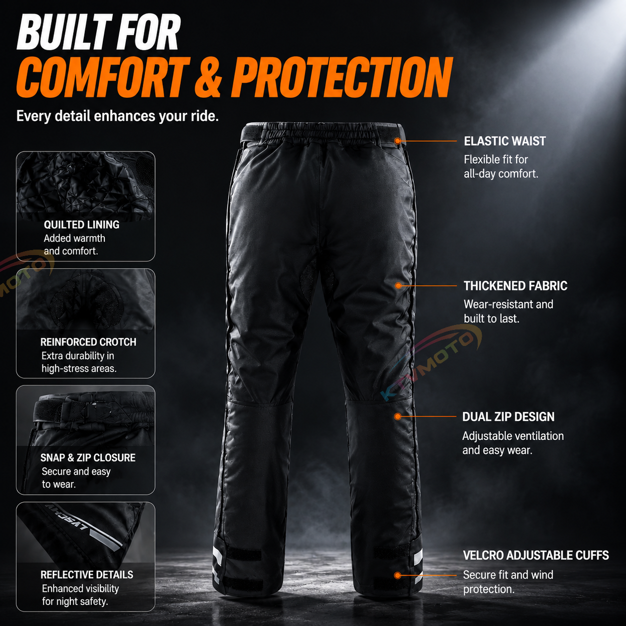 CE Quick-on/off thermal motorcycle riding pants-J88