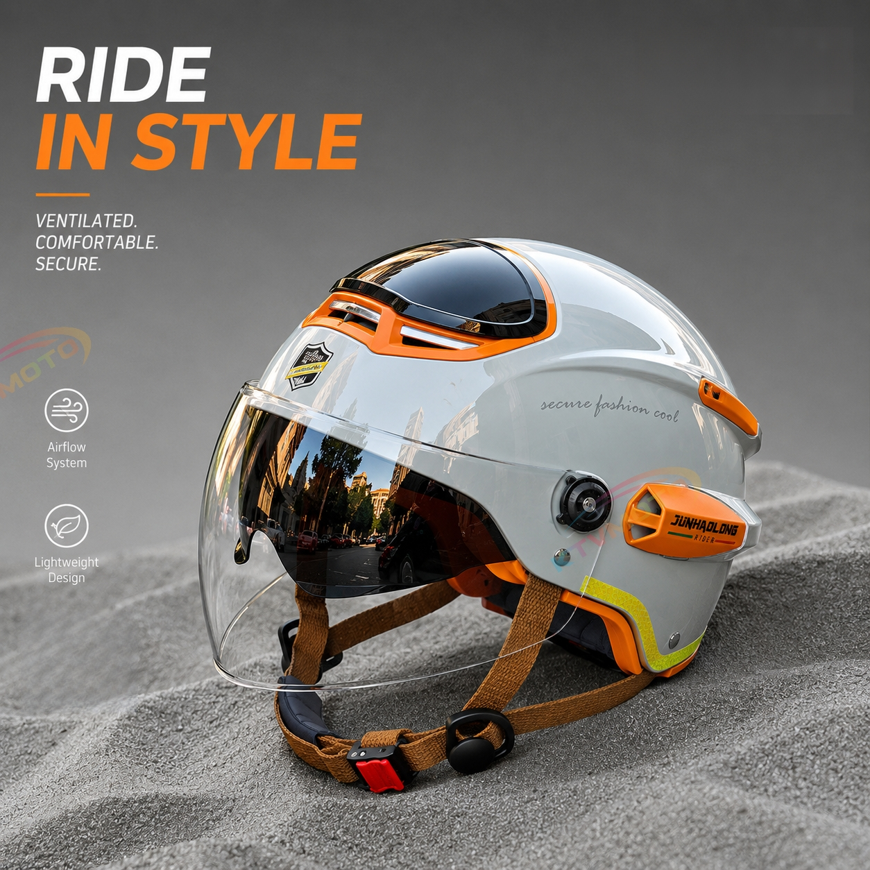 KTVMOTO Open Face Motorcycle Helmet with Dual Visor for Adults-I263