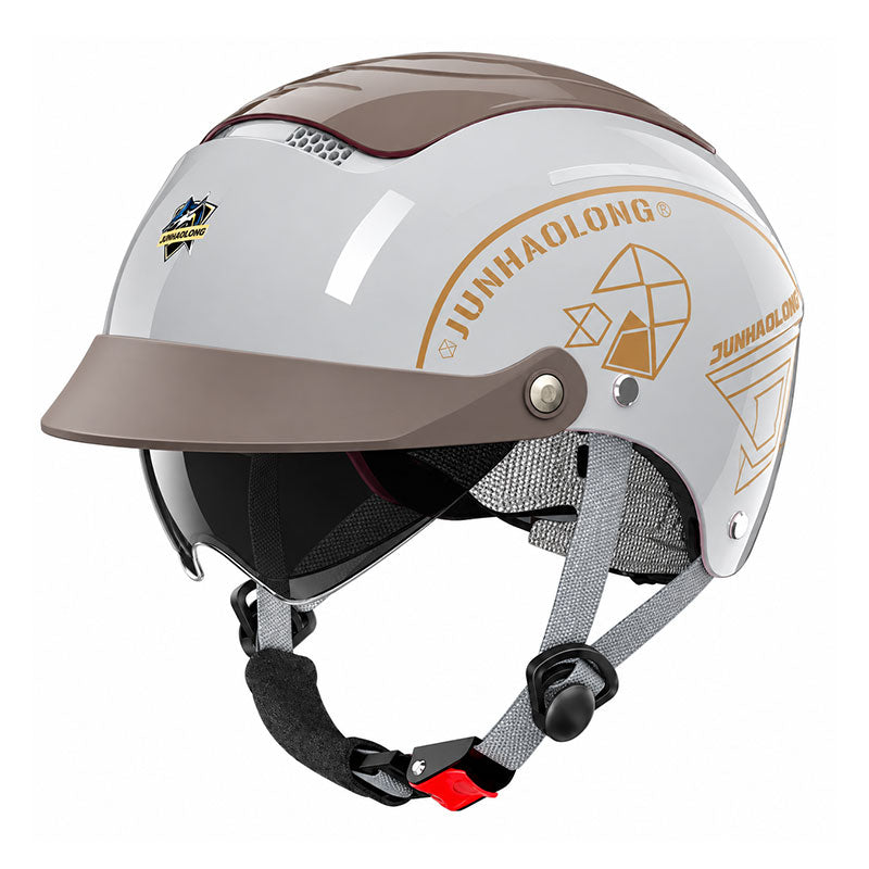 KTVMOTO Retro Half Helmet with Built-in Sun Visor for Riders-I274