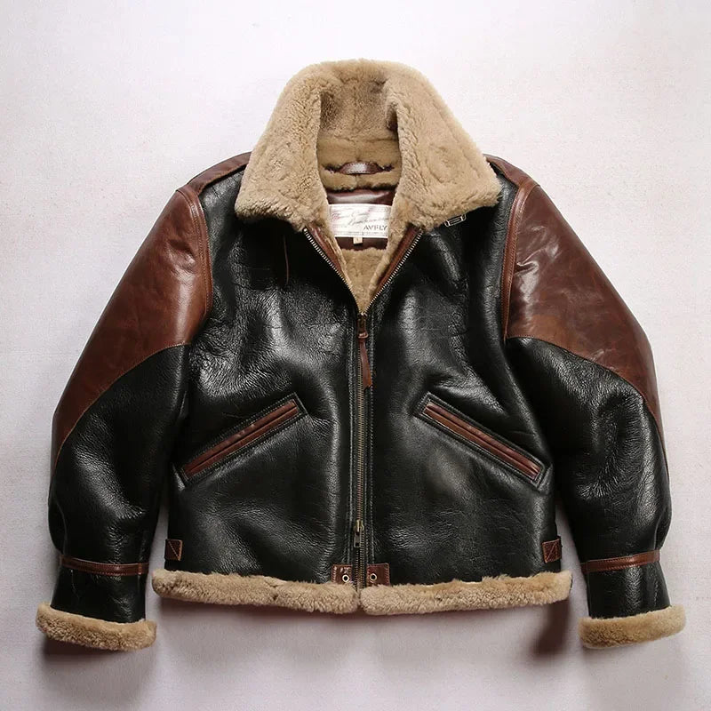 Bomber jacket unisex couple style horse leather stitching-A06