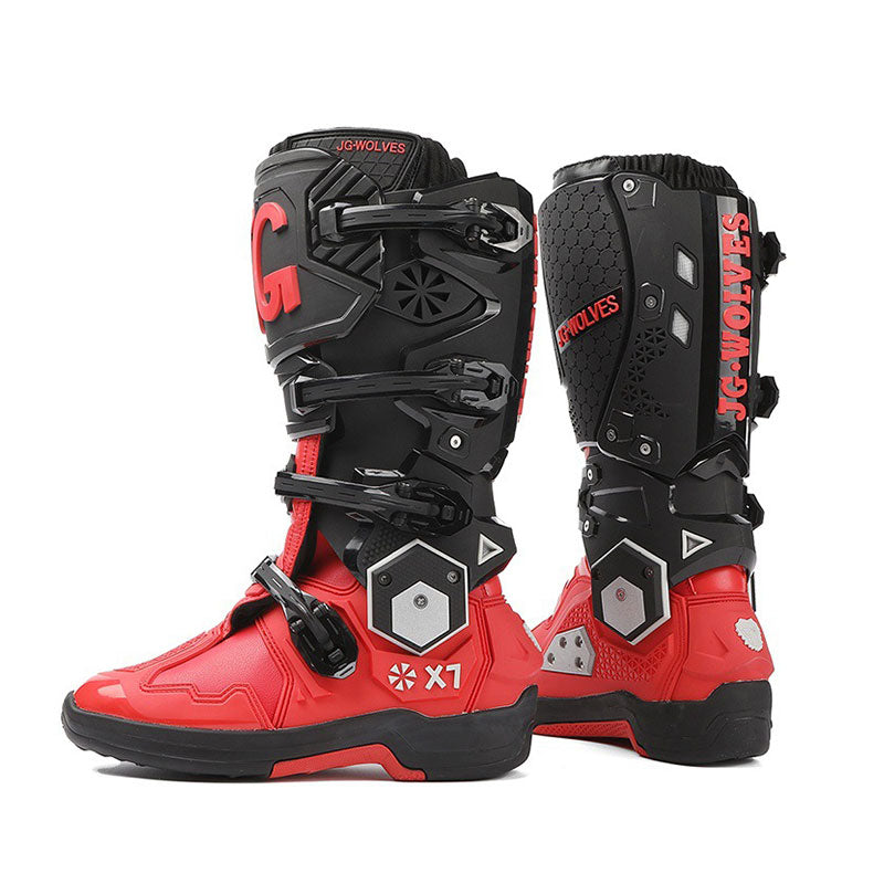 Off-road and rally motorcycle boots featuring a hinged structure-K72