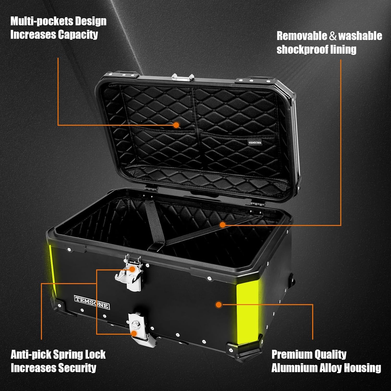 45L/60L Universal Motorcycle Trunk Travel Tail Box Non-Aluminum Alloy-L03