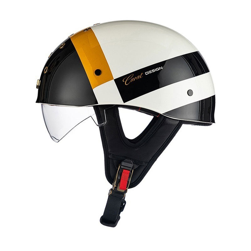KTVMOTO Retro Skull Half Helmet with Visor for Motorcycle Riders- I28