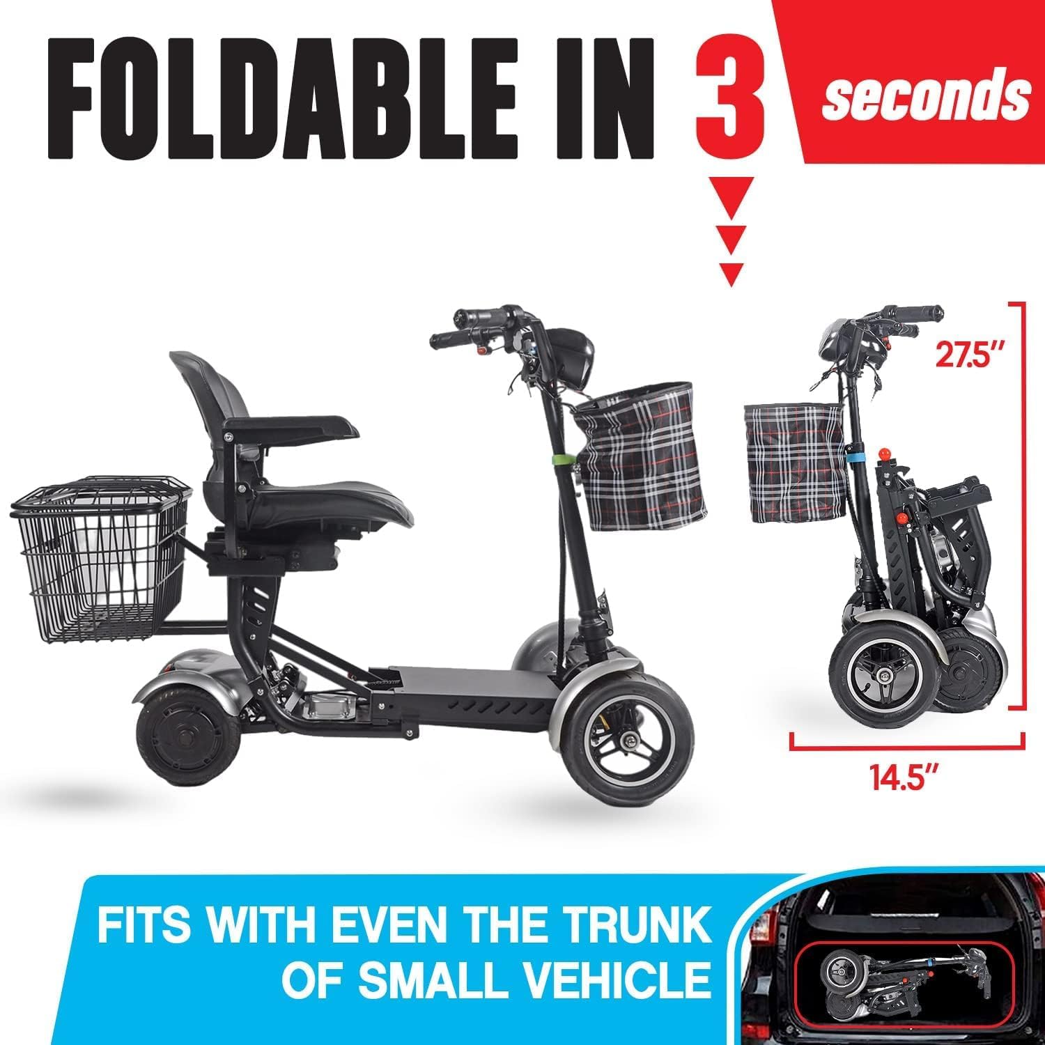 500W Foldable Four-Wheel Electric Scooter - T2