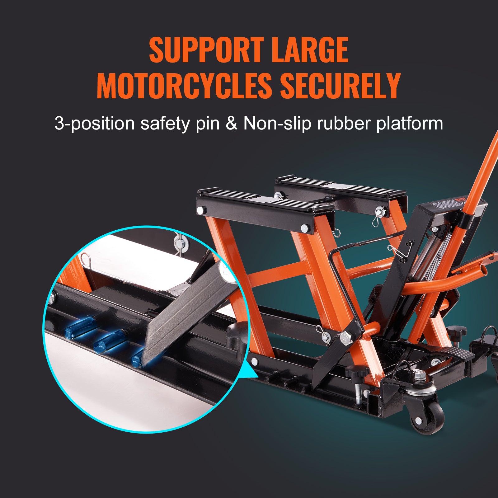 Steel hydraulic motorcycle jack stand