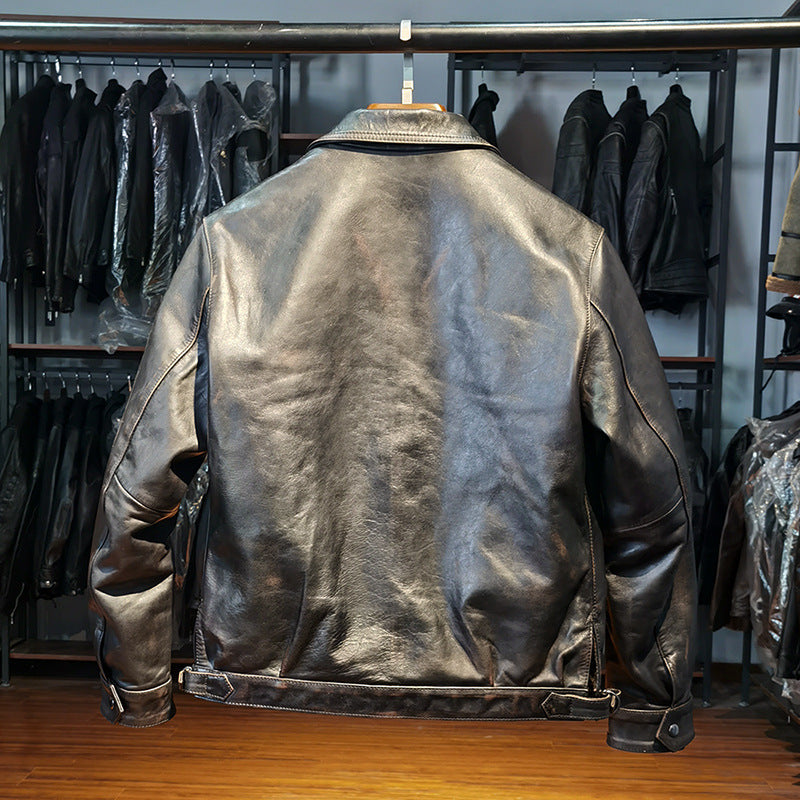 Retro WWII Hartmann German Flight Leather Jacket-A44