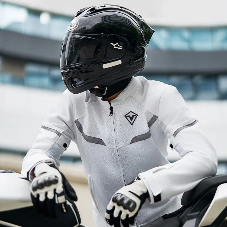 Double-layer breathable motorcycle riding gear with crash protection-J74