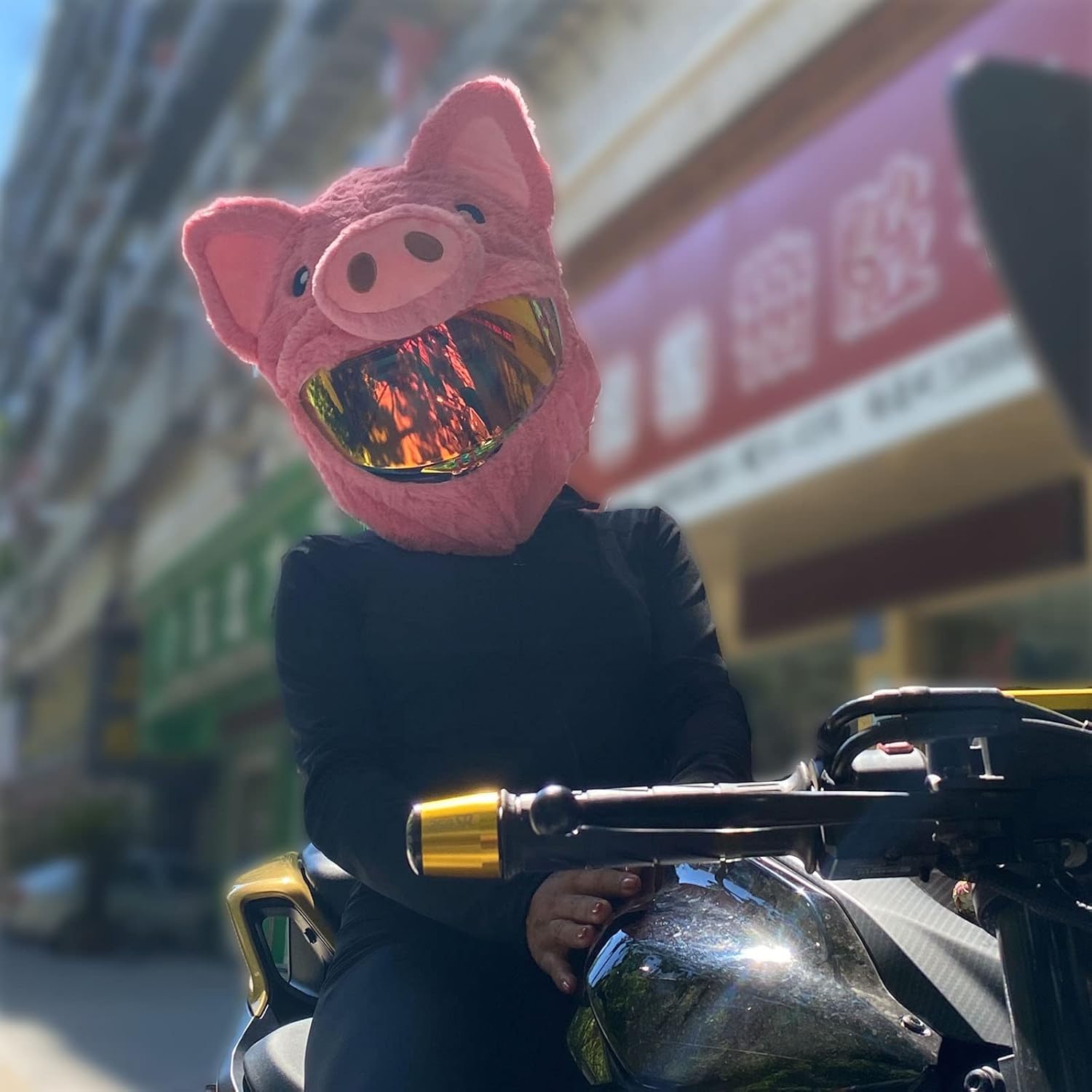 Funny motorcycle helmet covers-Pink Pig