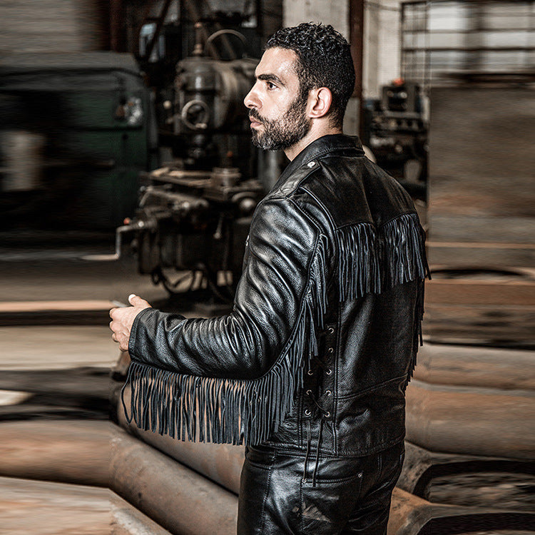 HARLEY ANGEL Harley Angel tassel cowhide leather jacket-A17