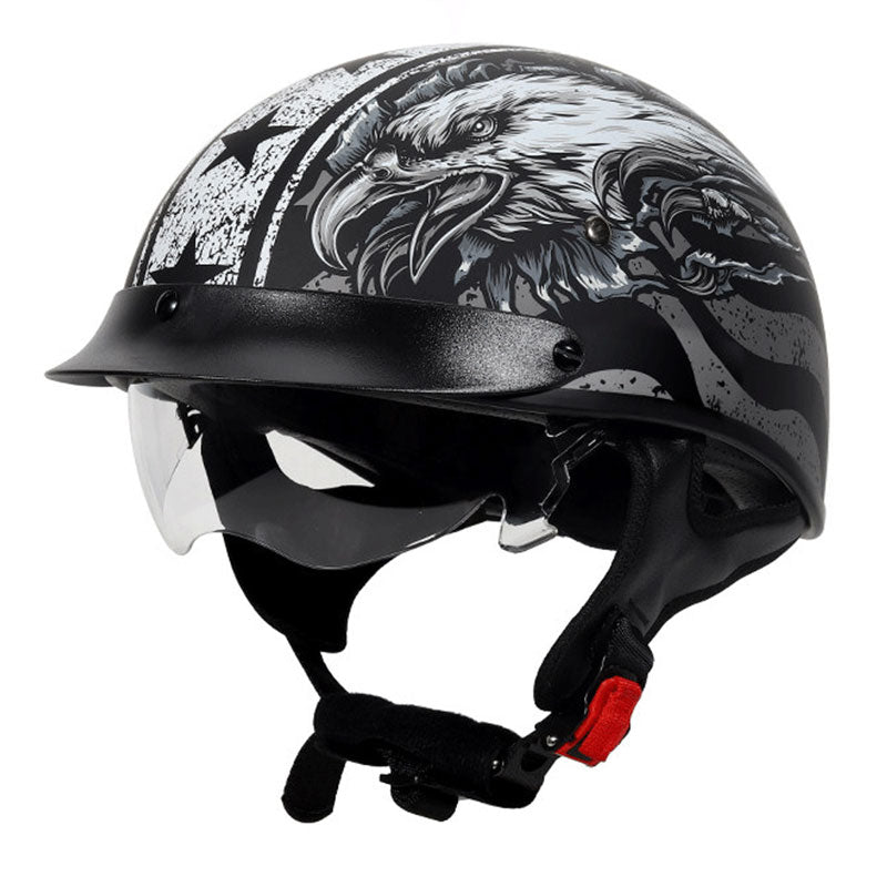 KTVMOTO Vintage Open Face Motorcycle Helmet with Visor-I38