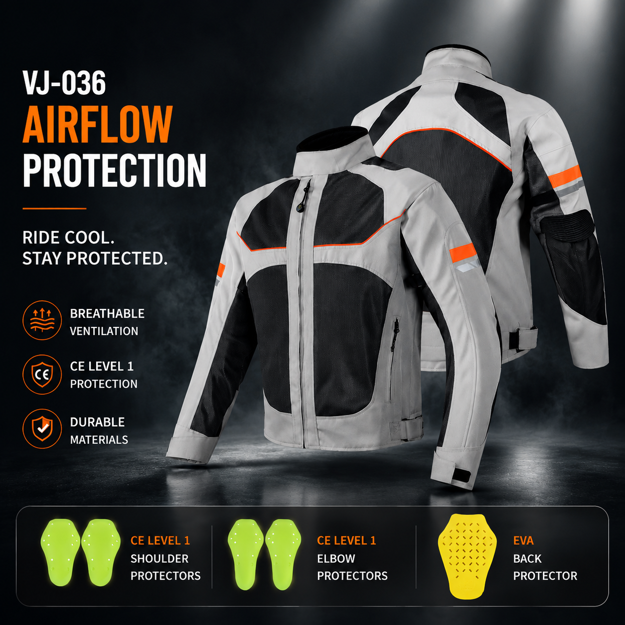 Motorcycle riding suit with reflective mesh(CE Grade)-J80